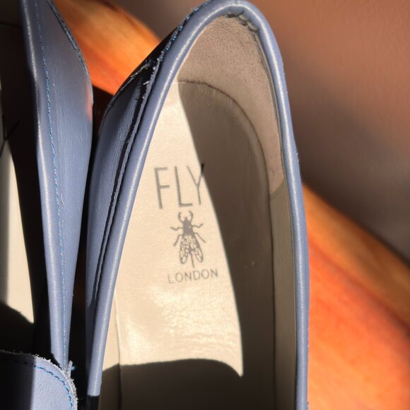 Fly London Toky Platform Penny Loafer Blue Size 10 - Picture 3 of 6